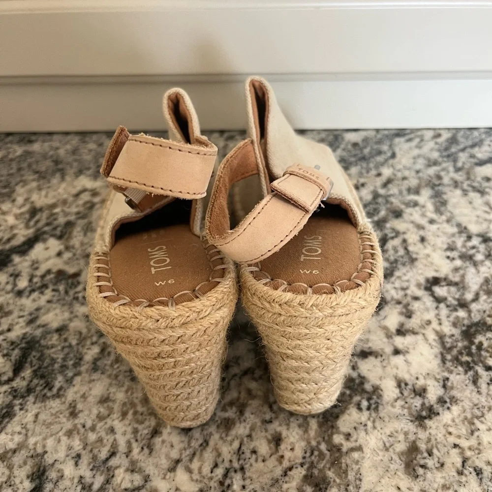 Toms Beige Canvas Espadrille Slingback Sandals